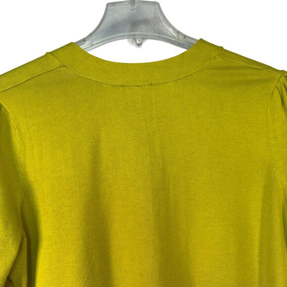 Talbots Womens Size X Knit Tie-Neck Chartreuse Short Sleeve Sweater - Picture 7 of 7